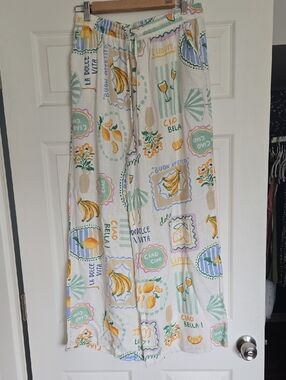 Label Of Love Lightweight Printed Pants - Lemon & Floral Motif Large